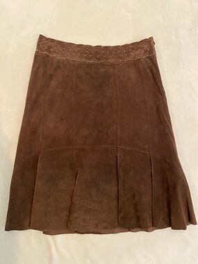 CAbi Brown Suede A-Line Skirt